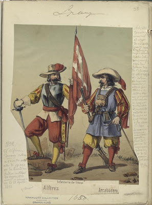 Tercios- Alferez, Arcabucero. Infanteria de linea (1680).